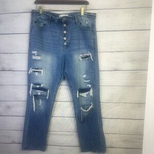 Distressed Blue Jeans